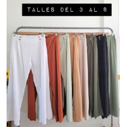 PANTALON PALAZZO LINO  CON BOTONES