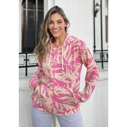 CAMPERA WAFFLE ESTAMPADA CON CAPUCHA Y BOLSILLOS