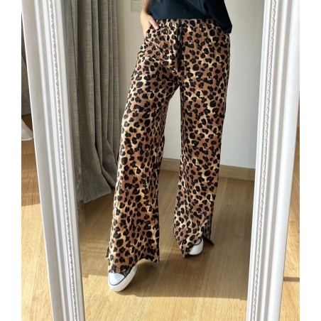 PANTALON PALAZO T2 AL 5 ANIMAL PRINT