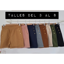 SHORT BENGALINA T4 AL 8 CON PERLAS Y BOLSILLOS