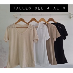 REMERA  T4 AL 8 MORLEY CON PERLAS ESCOTE V