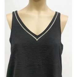 MUSCULOSA CREPE CON TIRA DE BRILLO T. M AL XXL