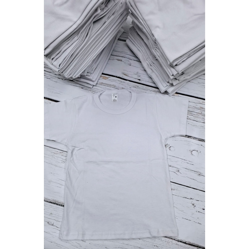 REMERA ECONOMICA T8 AL 16 ALGODON M/C BLANCA